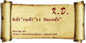 Kárpáti Dezső névjegykártya